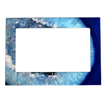 Falln Blue Crystal Geode Magnetic Picture Frame by FallnAngelCreations at Zazzle