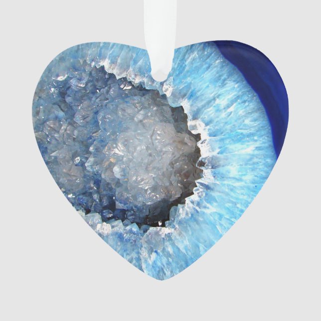 Falln Blue Crystal Geode Ornament (Front)