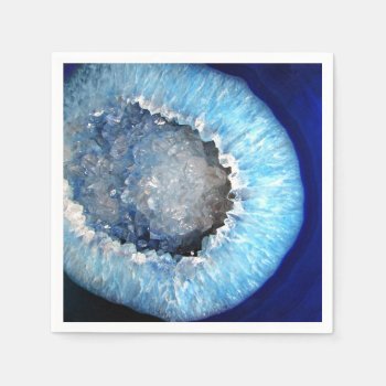 Falln Blue Crystal Geode Paper Napkins by FallnAngelCreations at Zazzle