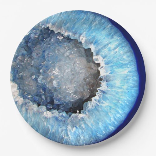 Falln Blue Crystal Geode Paper Plates