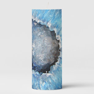 Falln Blue Crystal Geode Pillar Candle