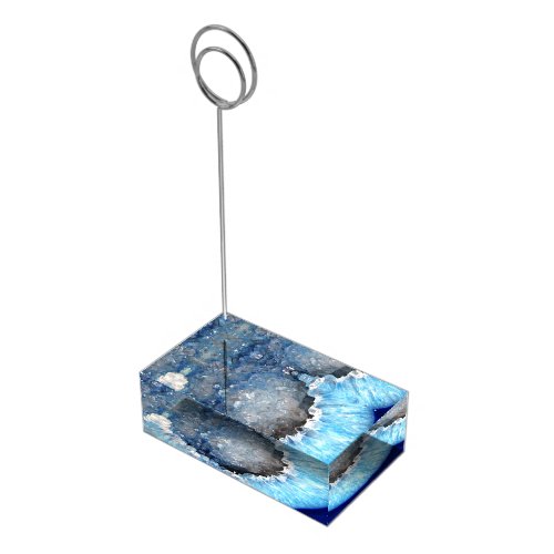Falln Blue Crystal Geode Place Card Holder