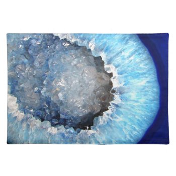 Falln Blue Crystal Geode Placemat by FallnAngelCreations at Zazzle
