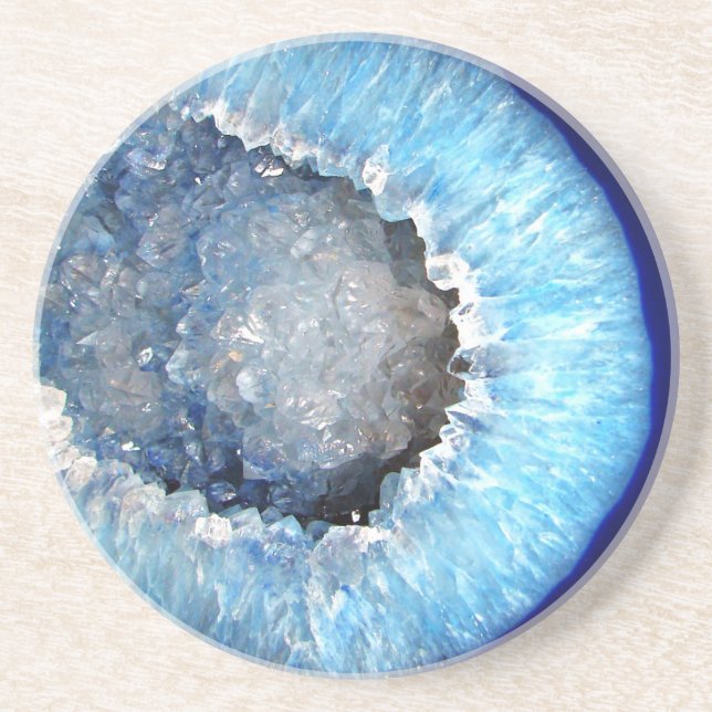 Falln Blue Crystal Geode Sandstone Coaster (Front)