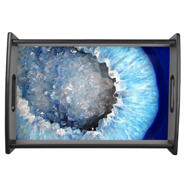 Falln Blue Crystal Geode Serving Tray (Front)