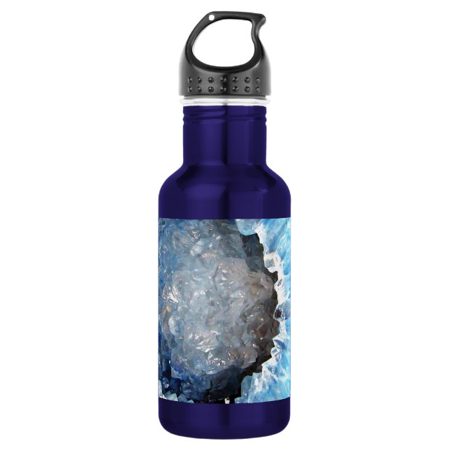 Falln Blue Crystal Geode Stainless Steel Water Bottle (Front)