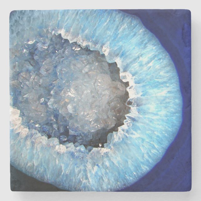 Falln Blue Crystal Geode Stone Coaster (Front)