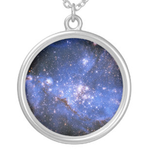 Falln Blue Embrionic Stars Silver Plated Necklace