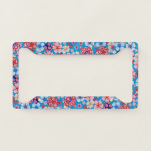 Falln Blue Floral License Plate Frame