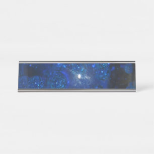Falln Blue Glass Bubbles Desk Name Plate