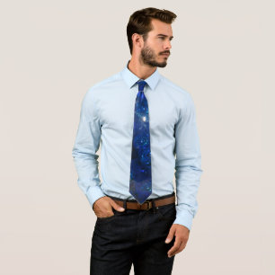 Falln Blue Glass Bubbles Neck Tie