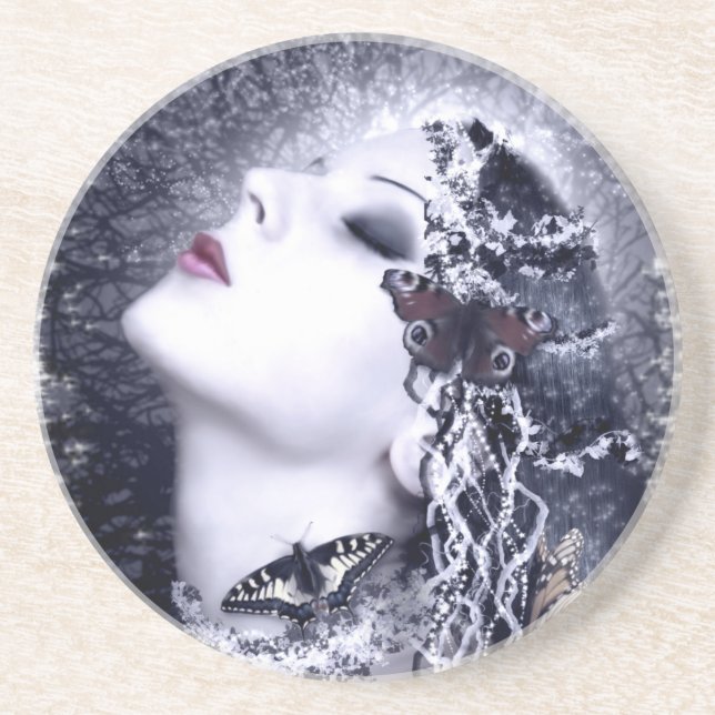 Falln Butterfly Sandstone Coaster (Front)