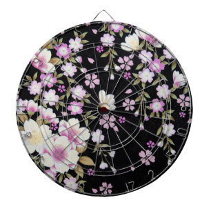Falln Cascading Pink Flowers Dartboard With Darts
