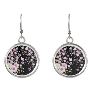 Falln Cascading Pink Flowers Earrings