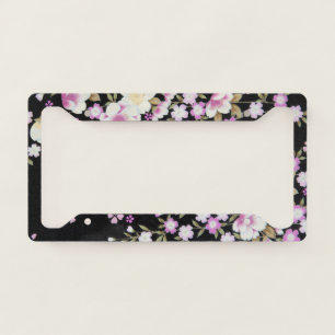Falln Cascading Pink Flowers License Plate Frame