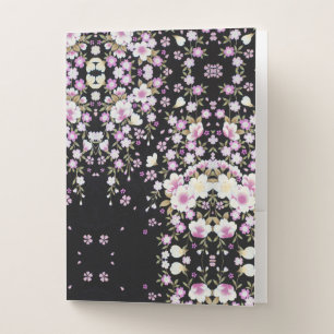 Falln Cascading Pink Flowers Pocket Folder