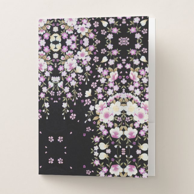 Falln Cascading Pink Flowers Pocket Folder (Front)