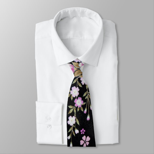 Falln Cascading Pink Flowers Tie (Tied)