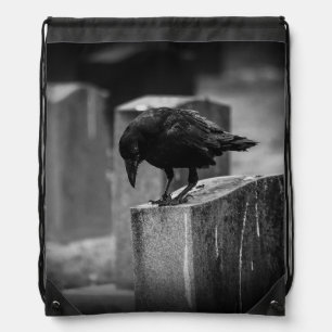 Falln Cemetery Crow Drawstring Bag