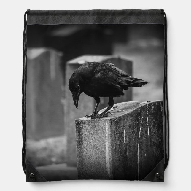 Falln Cemetery Crow Drawstring Bag (Front)