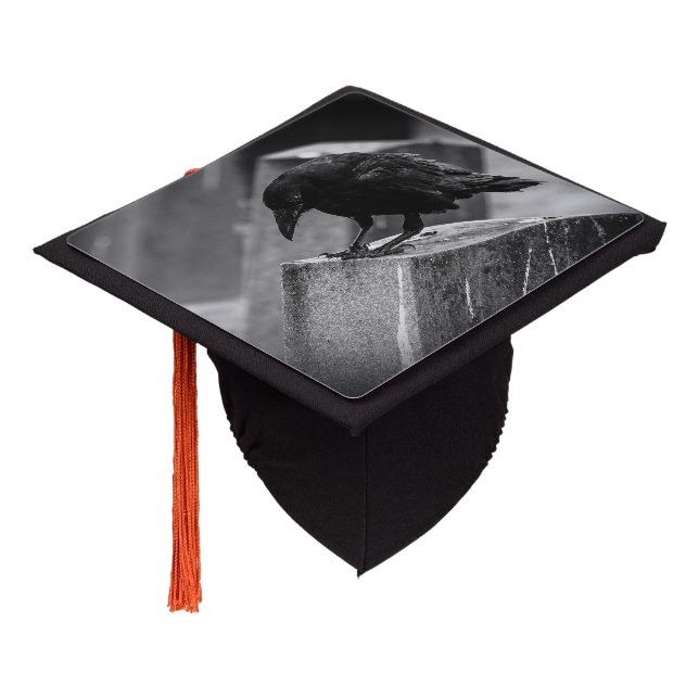 Falln Cemetery Crow Graduation Cap Topper (Angled)