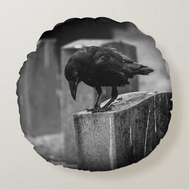 Falln Cemetery Crow Round Pillow (Front)