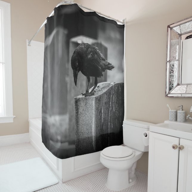 Falln Cemetery Crow Shower Curtain (In Situ)