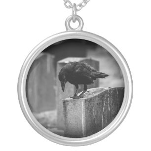 Falln Cemetery Crow Silver Plated Necklace