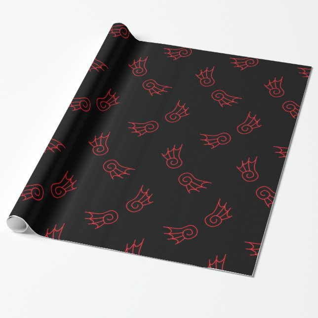 Falln Chibi Demon Wings Wrapping Paper (Unrolled)