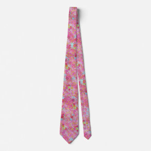 Falln Chirimen Floral Pink Neck Tie