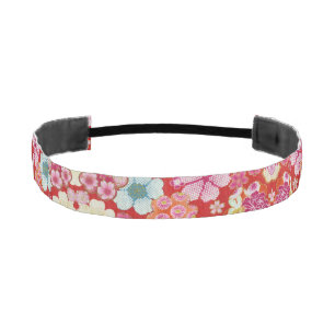 Falln Crimson Floral Chirimen Athletic Headband