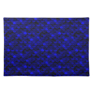 Falln Dark Blue Mermaid Scales Cloth Placemat