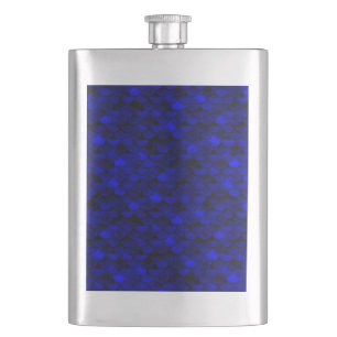 Falln Dark Blue Mermaid Scales Hip Flask