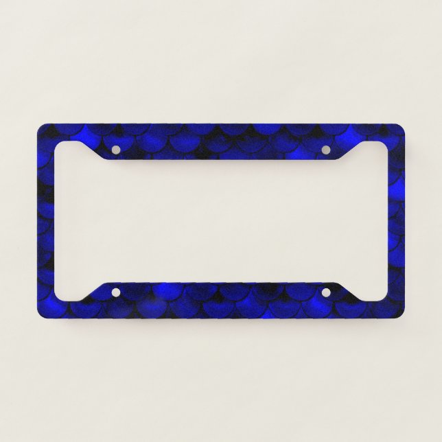 Falln Dark Blue Mermaid Scales License Plate Frame (Front)