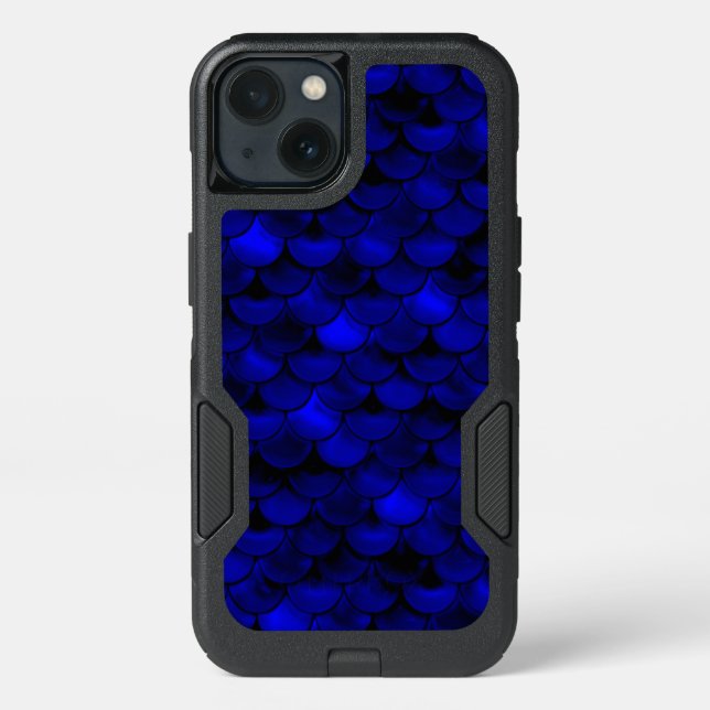 Falln Dark Blue Mermaid Scales Otterbox iPhone Case (Back)