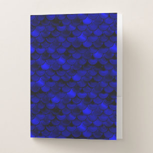 Falln Dark Blue Mermaid Scales Pocket Folder