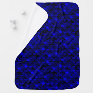Falln Dark Blue Mermaid Scales Receiving Blanket