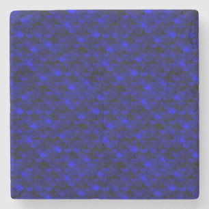 Falln Dark Blue Mermaid Scales Stone Coaster