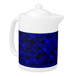 Falln Dark Blue Mermaid Scales Teapot