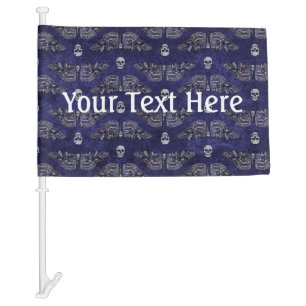 Falln Deathshead Moth and Skulls Car Flag