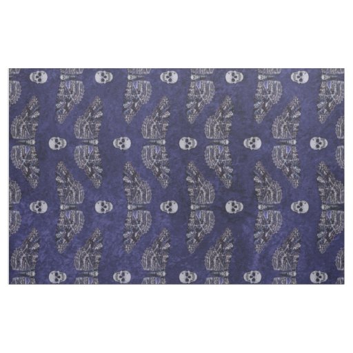 Falln Deathshead Moth and Skulls Fabric