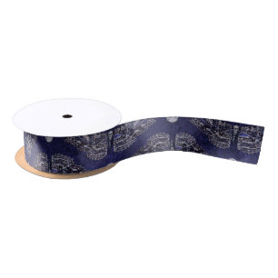 Falln Deathshead Moth and Skulls Satin Ribbon