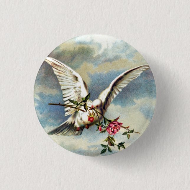 Falln Dove with Roses Button (Front)
