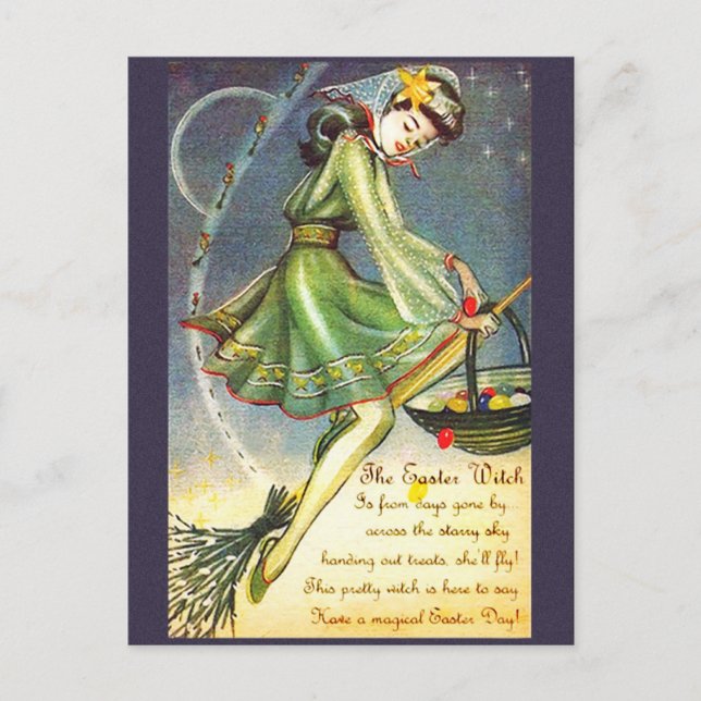 Falln Easter Witch Holiday Postcard (Front)