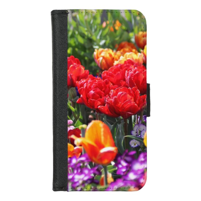 Falln Floral Crimson Waves iPhone Wallet Case (Front)
