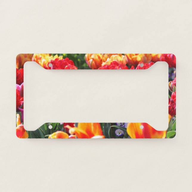 Falln Floral Crimson Waves License Plate Frame (Front)