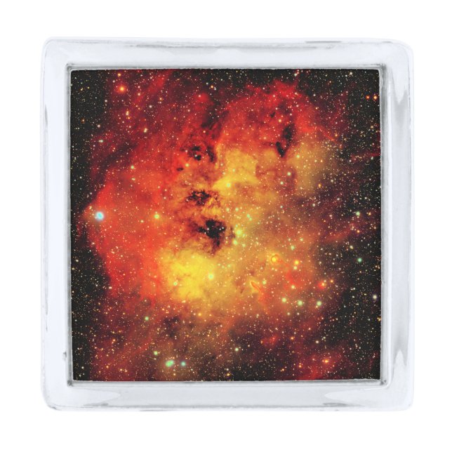 Falln Galaxy on Fire Silver Finish Lapel Pin (Front)