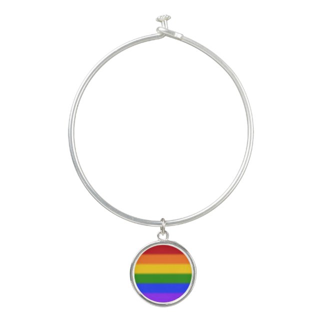 Falln Gay Pride Flag Bangle Bracelet (Front)