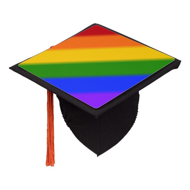 Falln Gay Pride Flag Graduation Cap Topper (Angled)