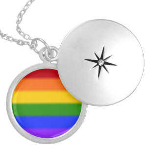 Falln Gay Pride Flag Locket Necklace